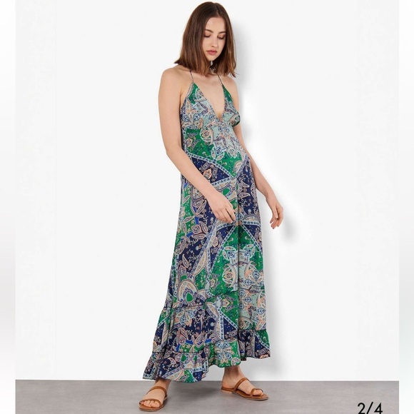 APRICOT Satin Scarf Print Maxi Dress size 6 - Picture 4 of 11